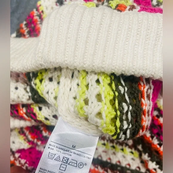 Women’s Maxi Crochet Multicolor Skirt with Fringe Hem Cotton Size M New - Picture 4 of 4